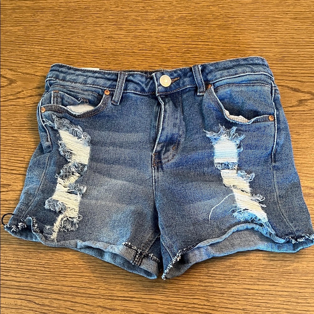 Almost Famous Ripped Blue Jean Shorts